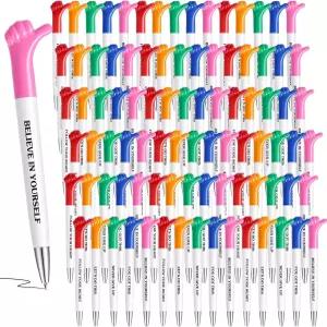 영감을 주는 명언 100팩 엄지손가락 펜 크리스마스 선물 대량 직원 감사 동기 부여 볼펜 학생 교사 간호사