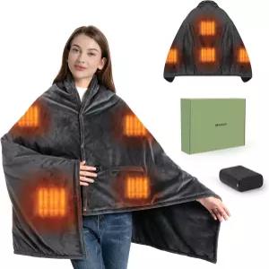 옥후이 무선 온열 담요 20000mAh 파워 뱅크 58인치 X35인치 양면 크리스탈 벨벳 5초 고속 난방 3단계 온도