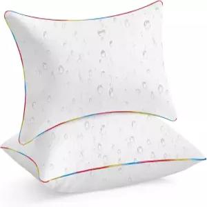 LEBO 12 x 20 야외 방수 베개 삽입물 TPU 코팅 부드러운 푹신한 다운 대체 요추 흰색 2팩