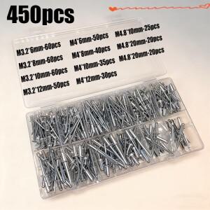 450개 M3.2 M4 알루미늄 돔 헤드 블라인드 리벳 팝 풀 장식용 못 배기
