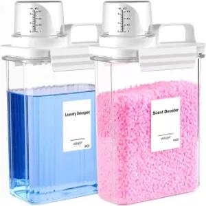 VOTLEVT 64 OZ 세탁 세제 디스펜서 액체 비누 섬유 유연제 향기 부스터/세탁 파우더 홀더 및 용기 세탁실