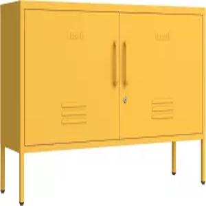 Aiasuit 옐로우 락커블 메탈 TV 스탠드 엔터테인먼트 센터 헤비 듀티 수납장 80인치 이상의 지원 가정용