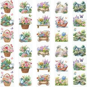 WANDIC 10PCS 클래식 꽃과 식물 요소가 이동 스티커에 문지릅니다 가구 스크랩북 창을 위한 플로럴 테마 10