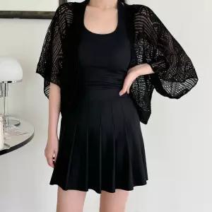 여름 펀칭 볼레로 숏 미니 반팔 니트 가디건 빅사이즈