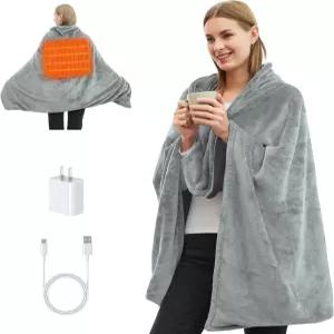 경기장용 휴대용 무선 온열 담요 야외용 충전식 USB 사무실 캠핑용 3가지 열 설정 전기 58 u201Dx 38 u201D