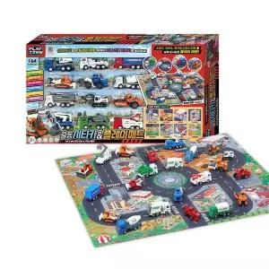 플레이타운 출동시티카 플레이매트 트럭 레미콘 포크레인 미니카 자동차 장난감 역할놀이 선물