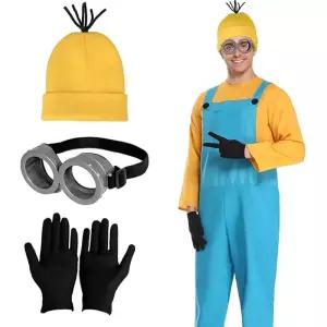 롤플레잉 노란색 모자 니트 안경 및 장갑 3종 세트 파티 축제용 튬 소품