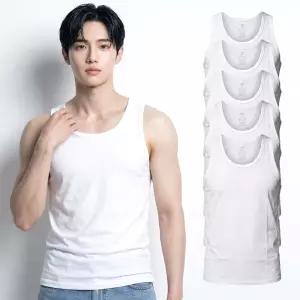 (5매세트) 베이직 남성 런닝 셔츠 순면 남자 민소매 나시 기본 메리야스 흰색 90~115 빅사이즈 주니어