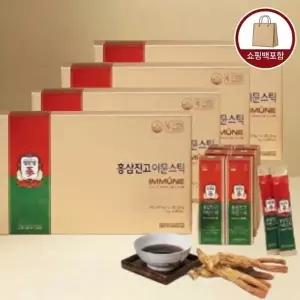 정관장 홍삼진고 이뮨스틱 6년근 홍삼농축액 10g x 30포,4개 + 쇼핑백, 홍삼 건강기능식품 선물세트