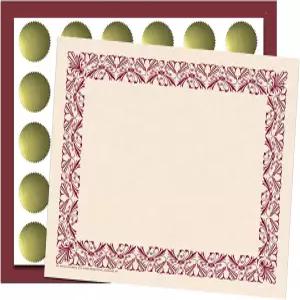 50개의 테두리 종이 30개의 폴더 봉인이 있는 하예의 아르데코 인증서 세트 마룬