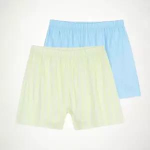 네파직영 7LBO109 여성 트렁크 쇼츠 그린 스트라이프 세트 2PACK 3214601 1963369