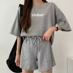 여름 반팔 반바지 세트 여성 운동 트레이닝 셋업