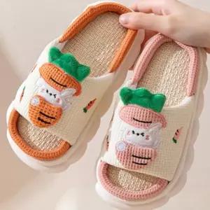 여성 여름 거실화 실내화 신발 키높이 린넨 통굽 슬리퍼