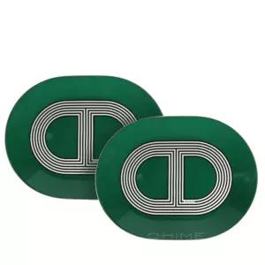 에르메스 테이블웨어 OVAL 플레이트 접시 랠리24 미니 그린 2PCS