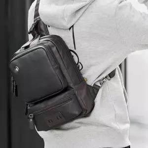 스퀘어핏 고급 레더 슬링백 ELG122 보조 캐주얼 허리 스퀘어핏 잡화 힙색겸용백