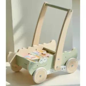 폴라비 원목 장난감 걸음마 보조기 카트 악어 아기