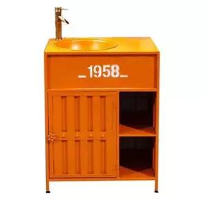 빈티지 세면대 드럼통 원형 스틸 복고풍 욕실 캐비닛 화장실 인테리어