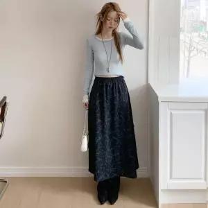 [하프클럽/]여성용 봄 여름 간절기 시원한 패턴 폴리 롱스커트