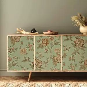 레트로벽지 셀프 엔틱벽지 자체접착 레트로그린3미터 방수