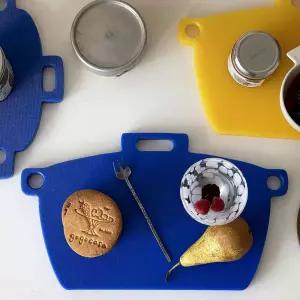 블루 컬러 냄비 디자인 양면 주방 칼집 인테리어 도마 강한