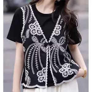 [하프클럽/패션]에스닉조끼자수 레이어드 티셔츠 264BCA0D