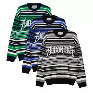 [모로엠]남성 스트라이프 레터링 오버핏 니트 5N-KN-Q017