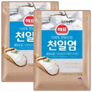해표 100% 전남신안 천일염 3kg x 2개 / 소금 조미료