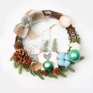 크리스마스 원형 리스 벽장식 도어소품 (엔틱루돌프)