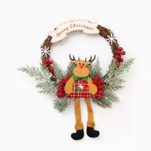크리스마스 원형 리스 벽장식 도어소품 (리스 루돌프)