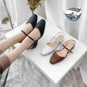 여성 미니멀 메리제인 플랫힐 슬리퍼 샌들 구두 토오픈슈즈 가보시샌들 오픈토가보시힐