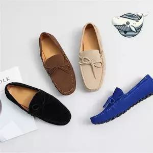 여성용 수제 소가죽 스웨이드 로퍼 편안한 하이힐 펌프스 파티슈즈 둥근코여성구두