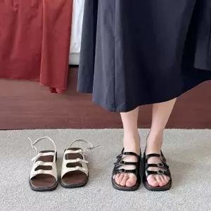 여자 데일리 발편한 비건레더 스트랩 샌들