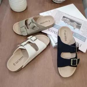 여자 여름 비건레더 플랫 투스트랩 샌들