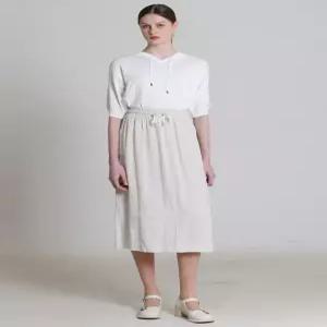 [아날도바시니][아날도바시니(ARNALDO BASSINI)] 린넨드 스트링밴딩 도비스커트 (택가격 158000원)