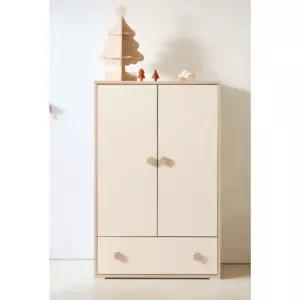 따뜻한색감 동그란핸들 아이방 유아용 양문 옷장(80cm 2색) 주니어 꾸미기