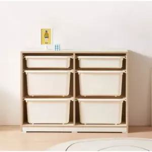 장난감 기저귀 아기옷 쉬운보관 바구니형 3단 6칸 수납장(94cm) 예쁜 유아