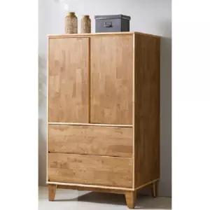 고급 월넛원목 아이방 2단서랍 도어형 미니옷장(80cm) 주니어 정리 여아