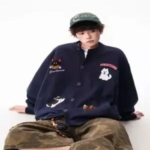 남성용 가을 야구복 카디건 패션 커플 타월 기모 데일리 도톰 맨투맨 긴팔티 자수 재미 다올3