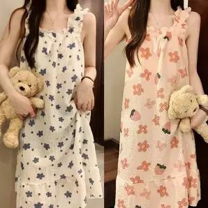 원피스 면잠옷 가슴패드내장형 샤워가운 목욕가운 WFJ68DV