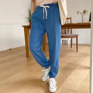 여자 허리밴딩 소프트 데님 조거 팬츠