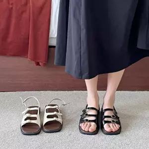 [옷자락]여자 데일리 발편한 비건레더 스트랩 샌들