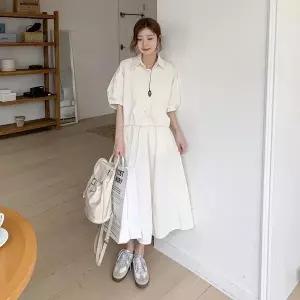 [신세계라이브쇼핑][옷자락] 여자 코튼혼방 바스락 셔링 미디 원피스 크롭 셔츠