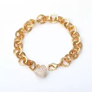 14KGP 메리 골드 큐빅 하트 체인 팔찌