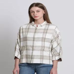 [보니스팍스][보니스팍스(Bonispax)] 차이나카라 린넨 체크 자켓 (택가격 329000원)