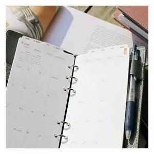 웍스 6공바인더 다이어리 마르카토 올리브-포켓링사무 사무용 커버 포켓링 케이스 가죽 노트