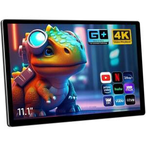 11.1인치 2K QLED 터치스크린 안드로이드 14 휴대용 자동차 TV 뒷좌석 헤드레스트 모니터 멀티미디어 비디오 플레이어 지원 전화 미러 링크 WiFi 블루투스 HDMI/RCA 입력 2G32GB