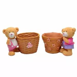 바구니 곰돌이 화분 식물 테이블현관화분 실내 디자인 집화분 선물용 선인장 꽃화분 사무실 다육이 거실 식
