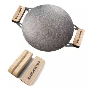 BUCK703 땡가격 SALE 그리들팬 나무손잡이 2개 캠핑그리들 불판 고기불판 무쇠솥뚜껑