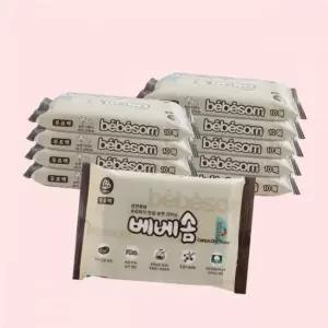 베베솜 무표백 순면건티슈 휴대용 100매(10매10팩) 신생아 아기 건티슈 4447298