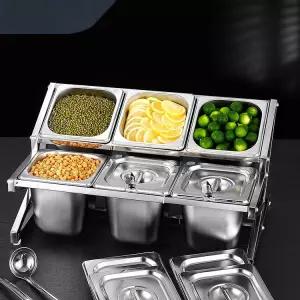 스텐밧드 조미료 바트 셀프 거치대 상자 보관통 소스통 세트 밧드 반찬 소스